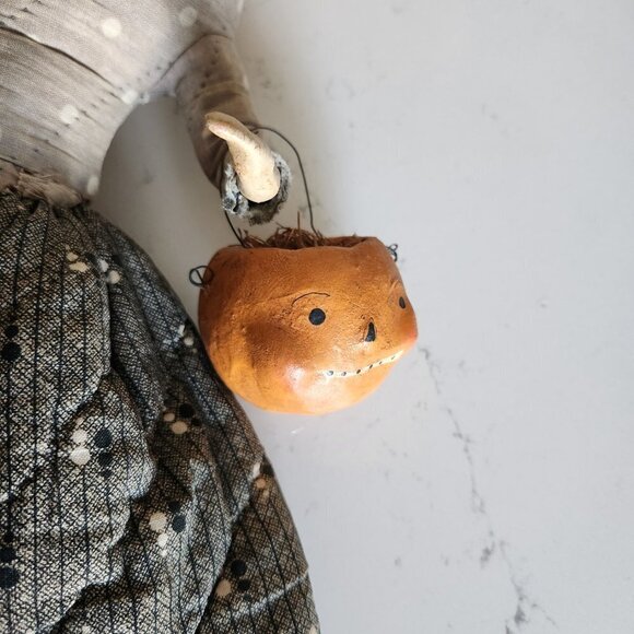 Nicol Sayre Handcrafted Folk Art Doll w/pumpkin caddy - Picture 5 of 9